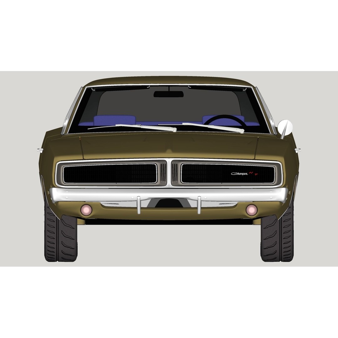 Dodge Charger 1969 3D Model – Classic Muscle Car, FBX & OBJ Formats - View 25