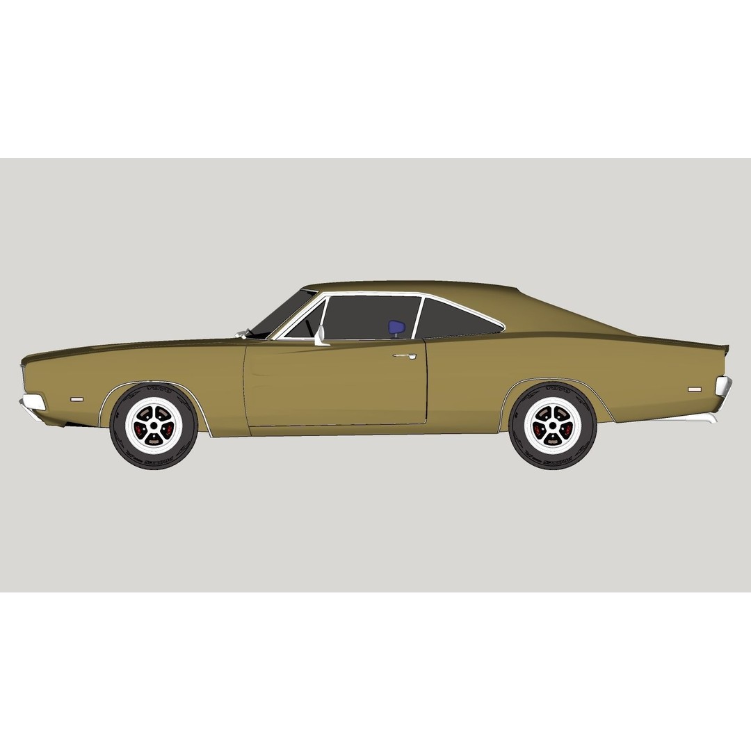 Dodge Charger 1969 3D Model – Classic Muscle Car, FBX & OBJ Formats - View 27