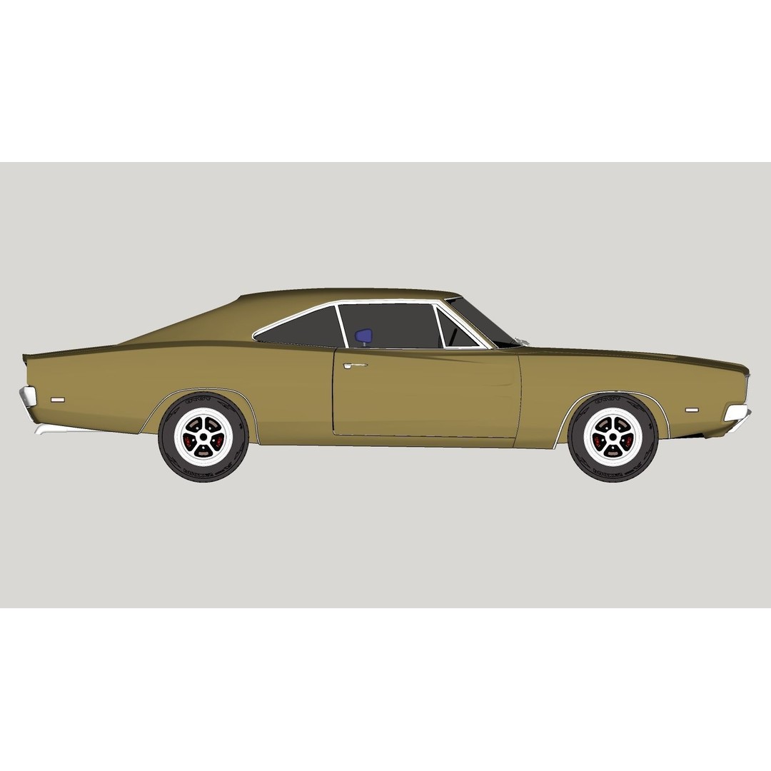 Dodge Charger 1969 3D Model – Classic Muscle Car, FBX & OBJ Formats - View 28
