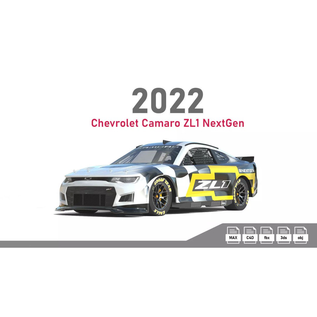Chevrolet Camaro ZL1 Nascar NextGen 2022 3D Model – High Detail Game Asset, FBX - View 2