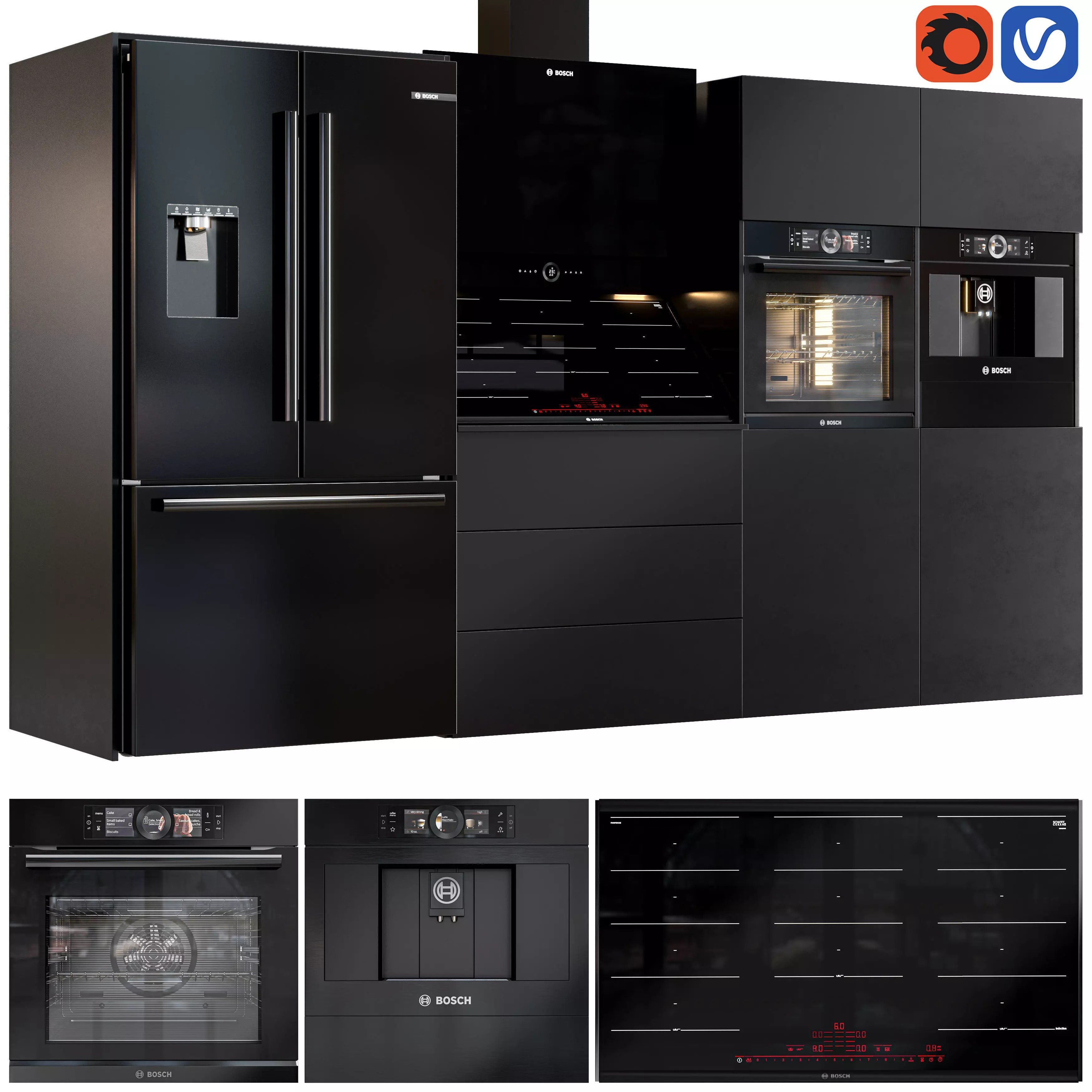 Bosch Kitchen Appliances - Low-Poly Game-Ready 3D Model - View 2