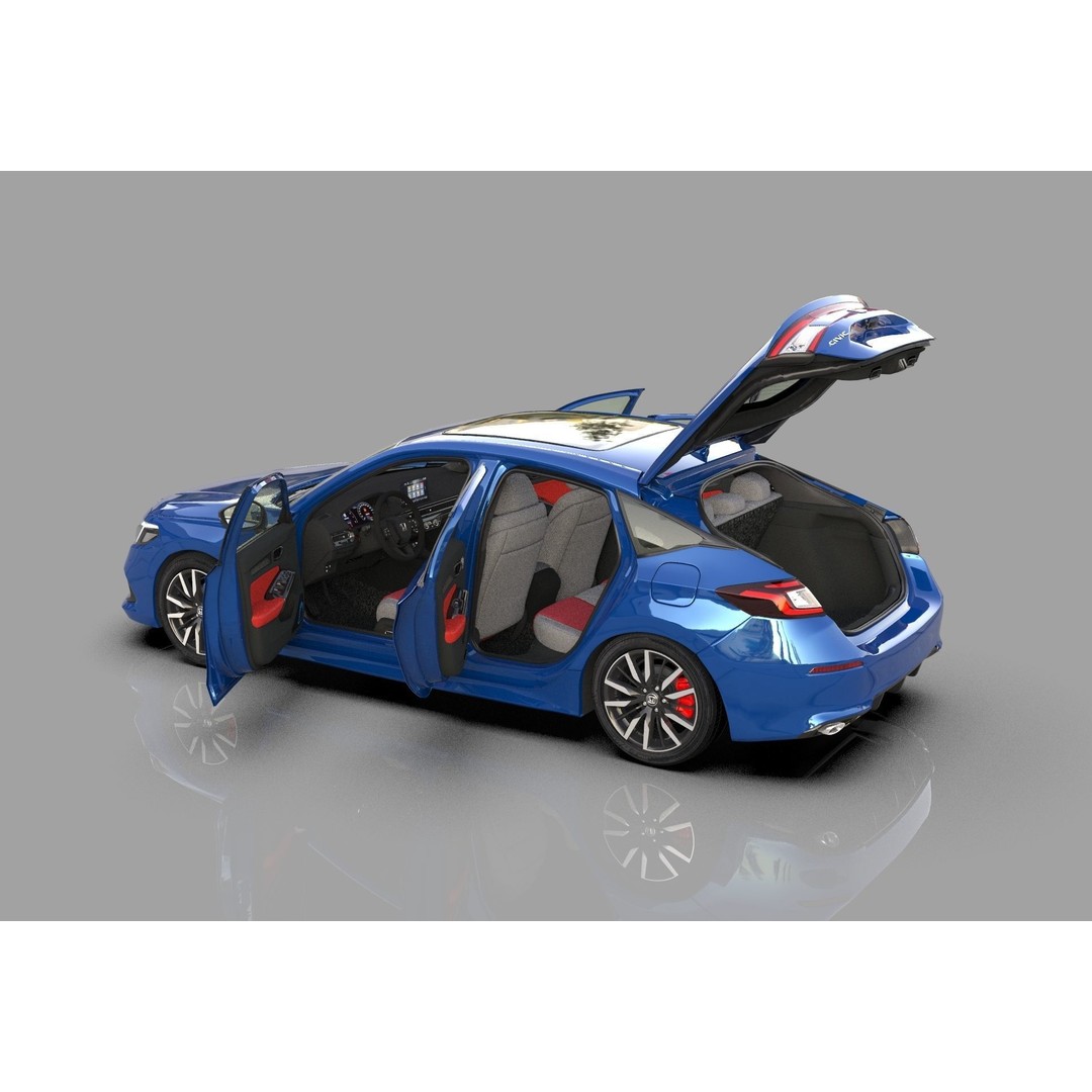 Honda Civic Hatchback 3D Model – High Poly Mugen Bodykit, FBX, OBJ, Blender - View 18
