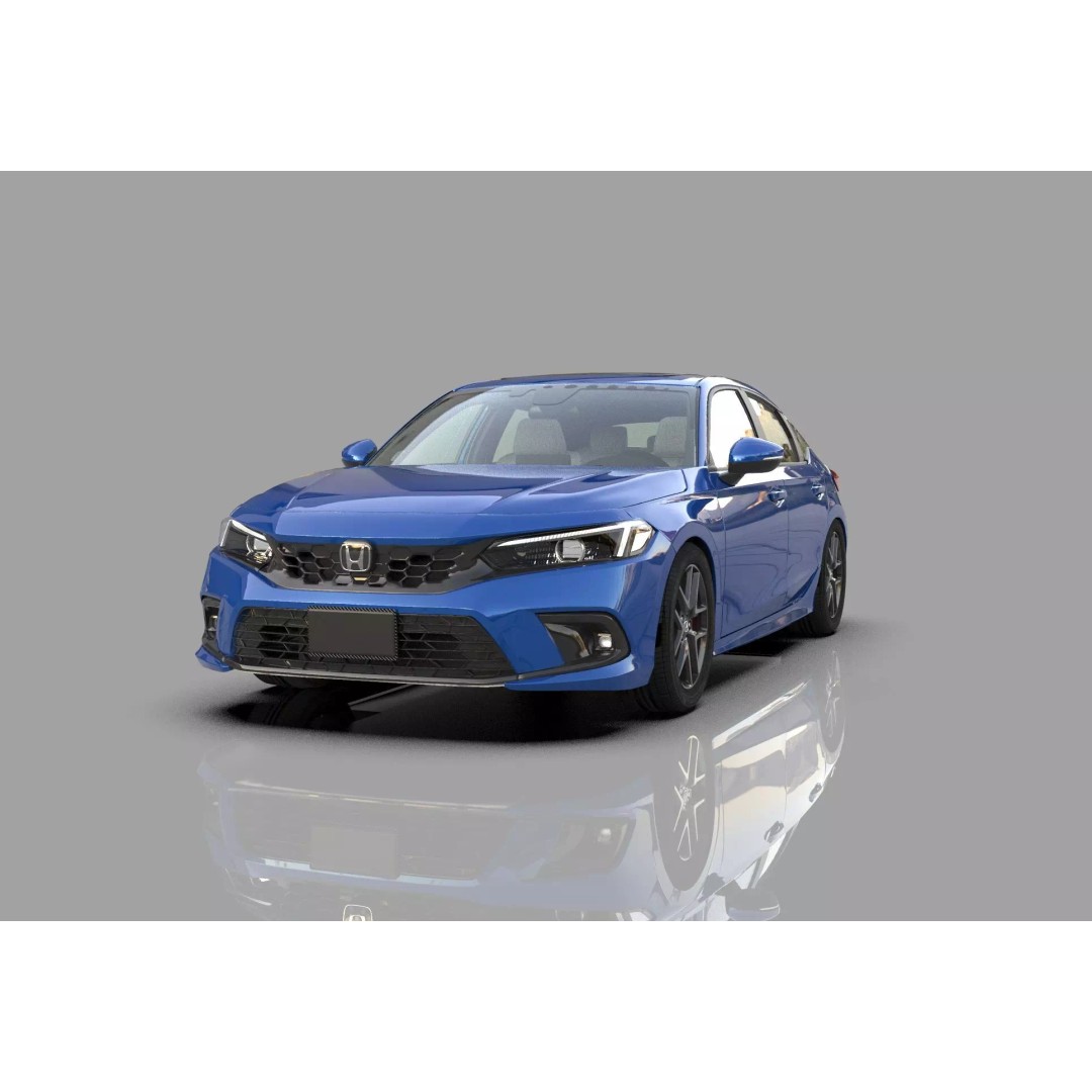 Honda Civic Hatchback 3D Model – High Poly Mugen Bodykit, FBX, OBJ, Blender - View 2