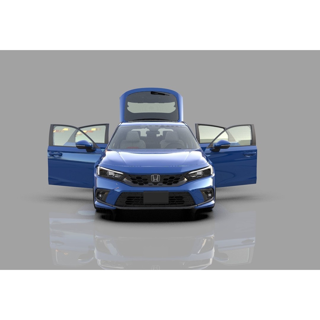 Honda Civic Hatchback 3D Model – High Poly Mugen Bodykit, FBX, OBJ, Blender - View 20