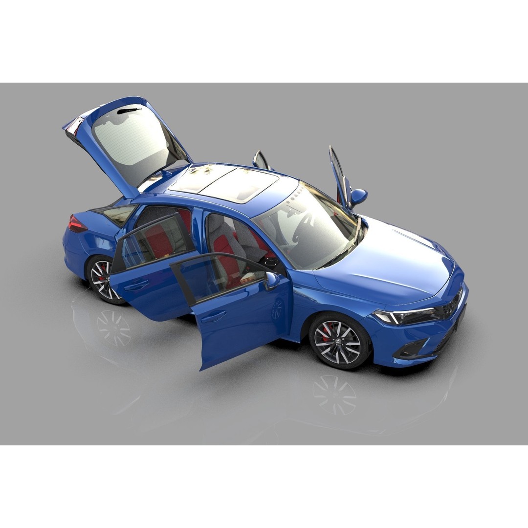 Honda Civic Hatchback 3D Model – High Poly Mugen Bodykit, FBX, OBJ, Blender - View 21