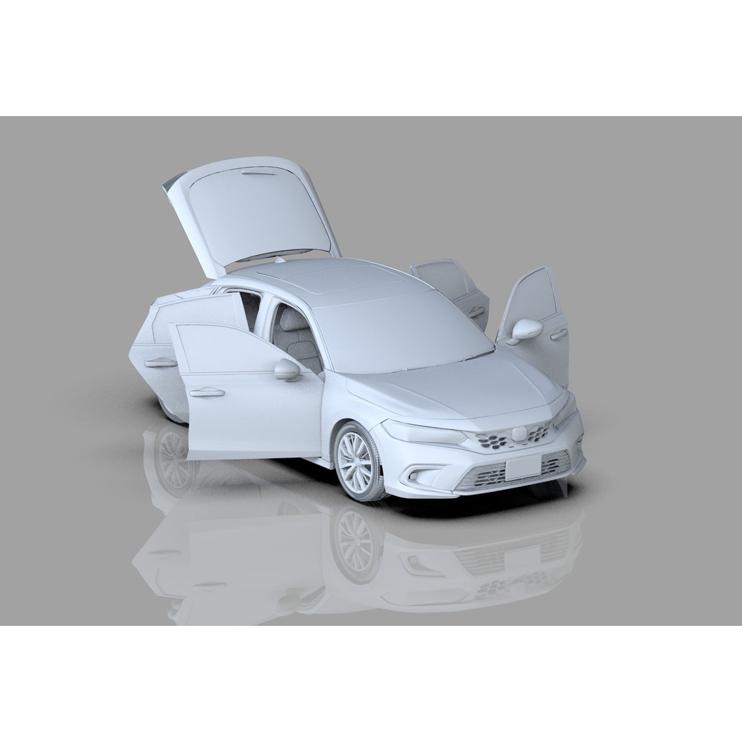 Honda Civic Hatchback 3D Model – High Poly Mugen Bodykit, FBX, OBJ, Blender - View 36
