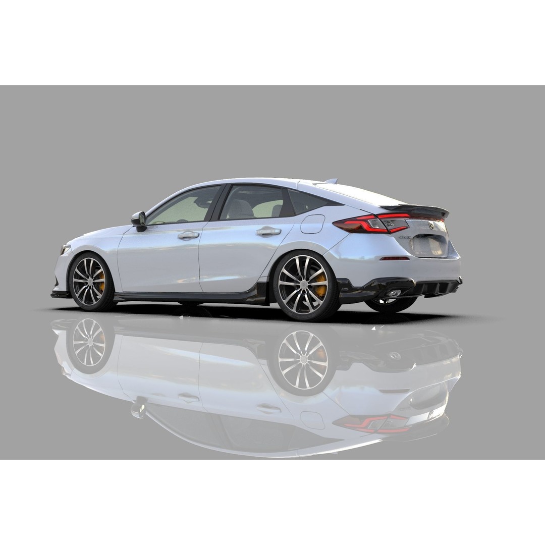 Honda Civic Hatchback 3D Model – High Poly Mugen Bodykit, FBX, OBJ, Blender - View 4