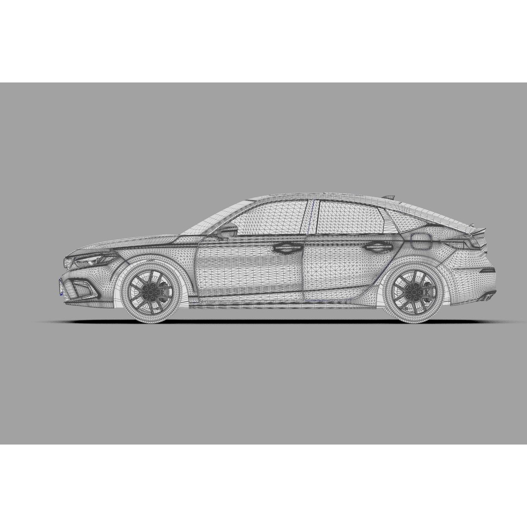 Honda Civic Hatchback 3D Model – High Poly Mugen Bodykit, FBX, OBJ, Blender - View 50