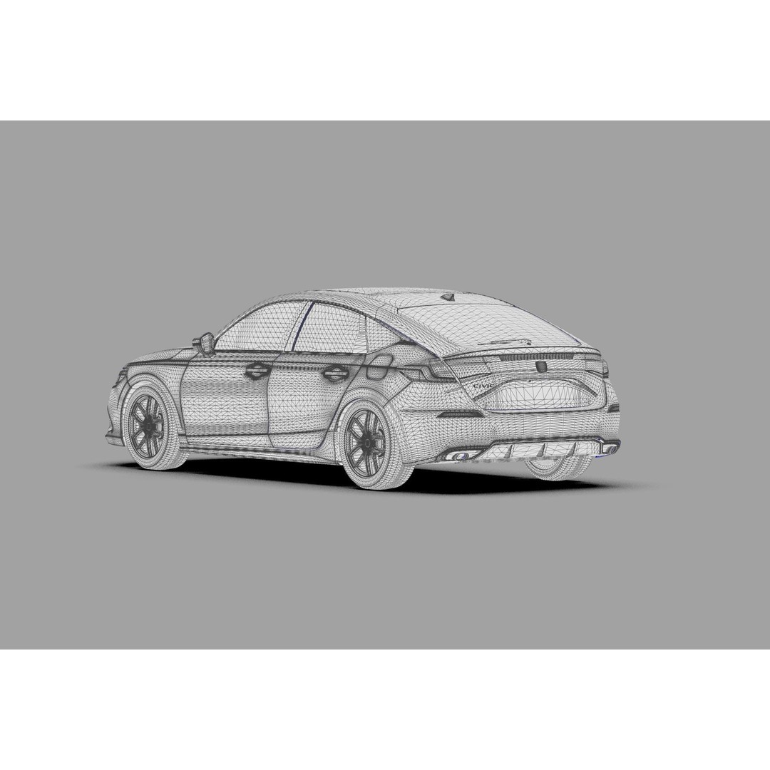 Honda Civic Hatchback 3D Model – High Poly Mugen Bodykit, FBX, OBJ, Blender - View 51