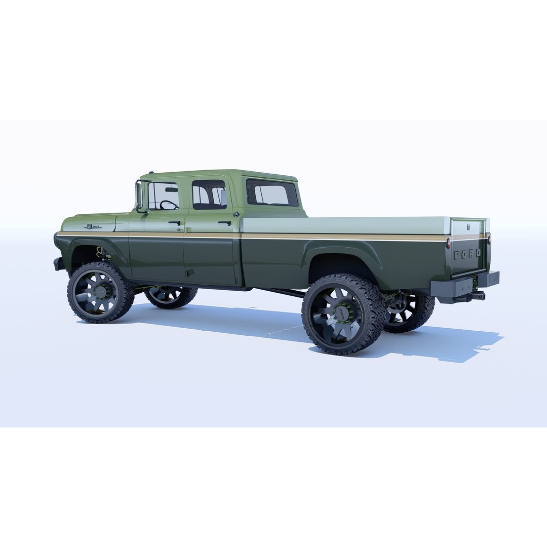 1959 F350 Crew Cab Long Bed 3D Model – Restomod Vehicle, Blender, FBX, OBJ - View 10