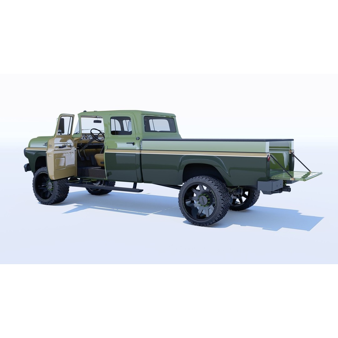 1959 F350 Crew Cab Long Bed 3D Model – Restomod Vehicle, Blender, FBX, OBJ - View 11