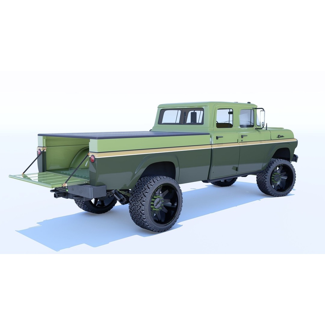 1959 F350 Crew Cab Long Bed 3D Model – Restomod Vehicle, Blender, FBX, OBJ - View 14