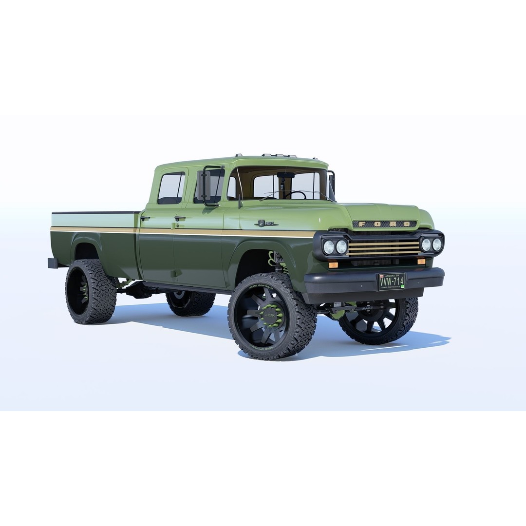 1959 F350 Crew Cab Long Bed 3D Model – Restomod Vehicle, Blender, FBX, OBJ - View 15