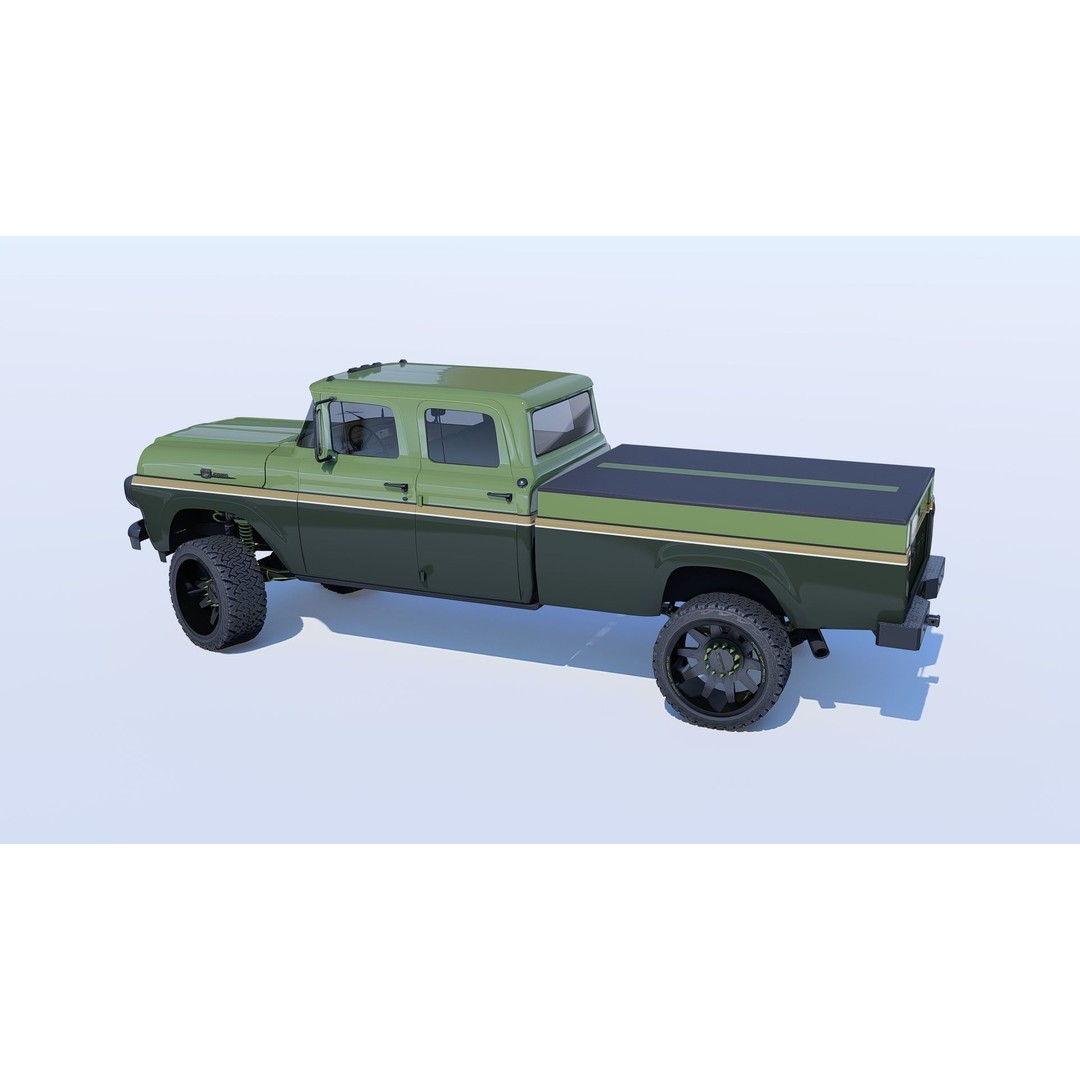 1959 F350 Crew Cab Long Bed 3D Model – Restomod Vehicle, Blender, FBX, OBJ - View 16