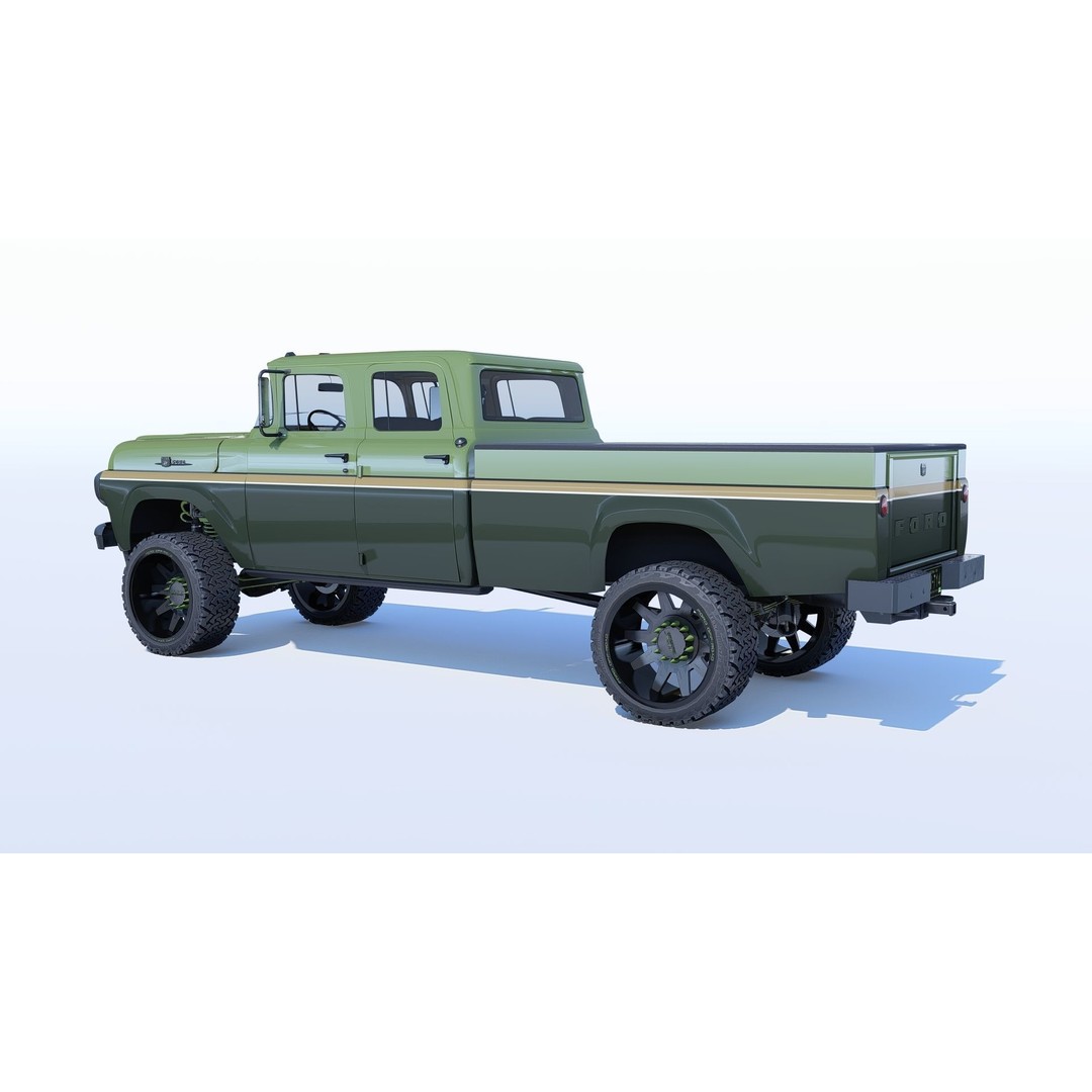 1959 F350 Crew Cab Long Bed 3D Model – Restomod Vehicle, Blender, FBX, OBJ - View 17