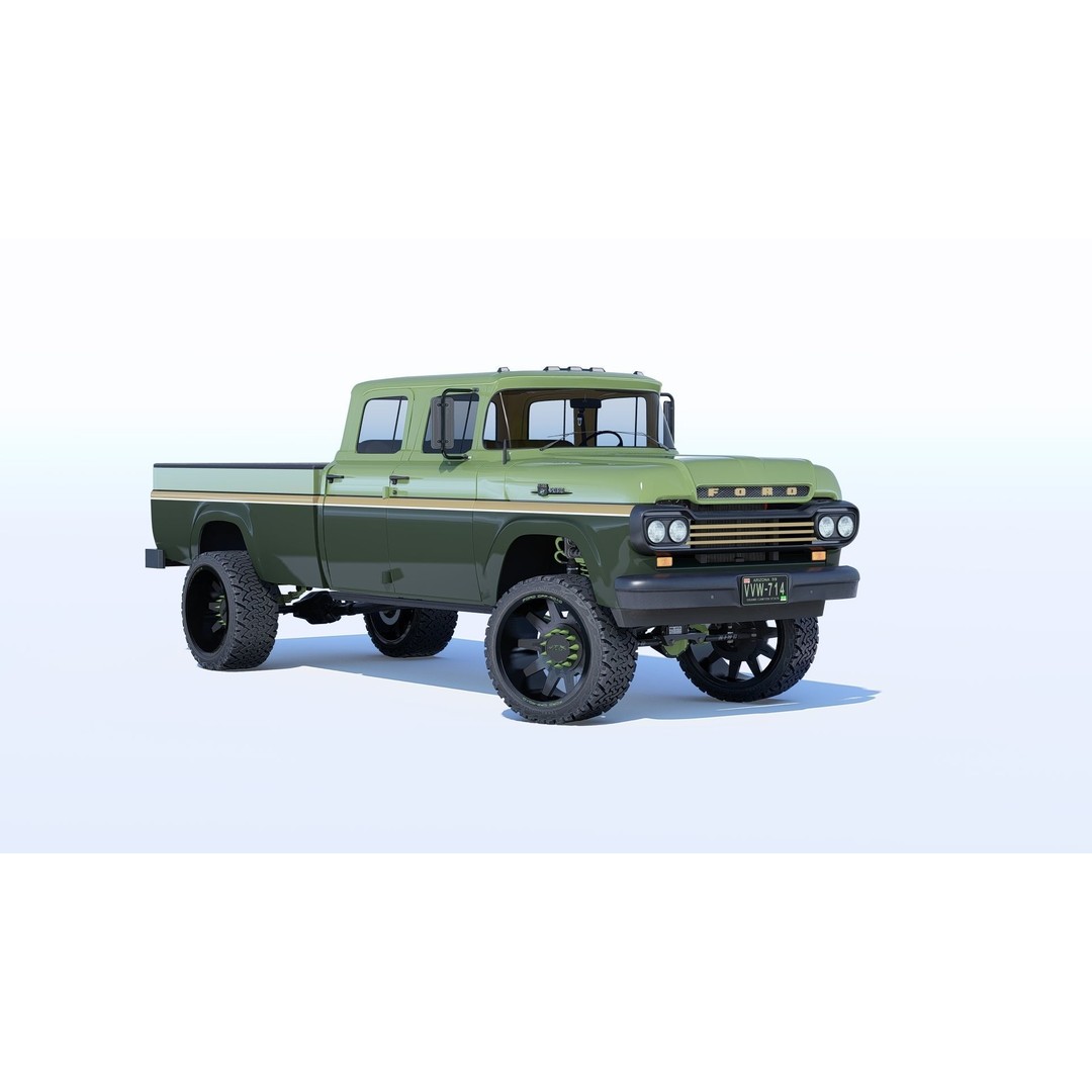 1959 F350 Crew Cab Long Bed 3D Model – Restomod Vehicle, Blender, FBX, OBJ - View 21