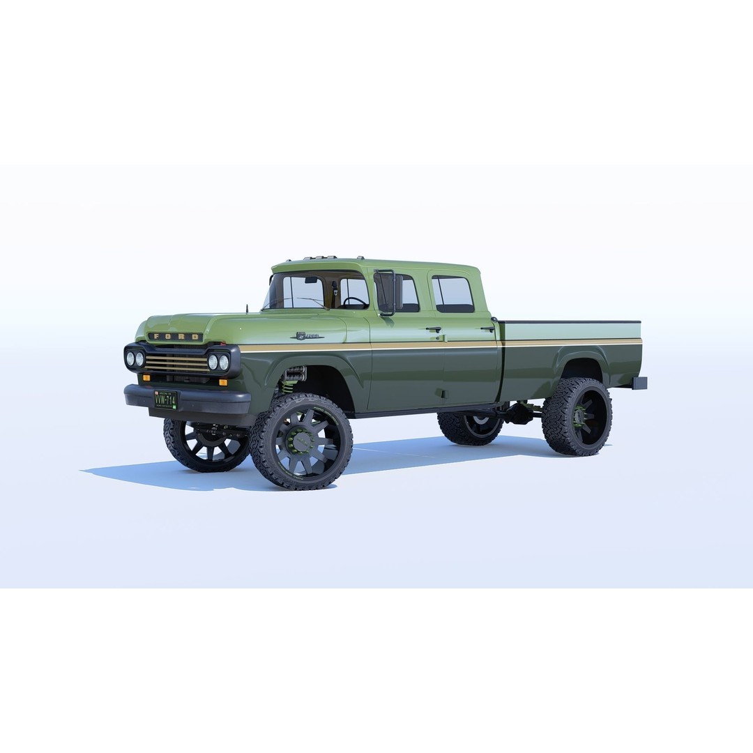 1959 F350 Crew Cab Long Bed 3D Model – Restomod Vehicle, Blender, FBX, OBJ - View 3