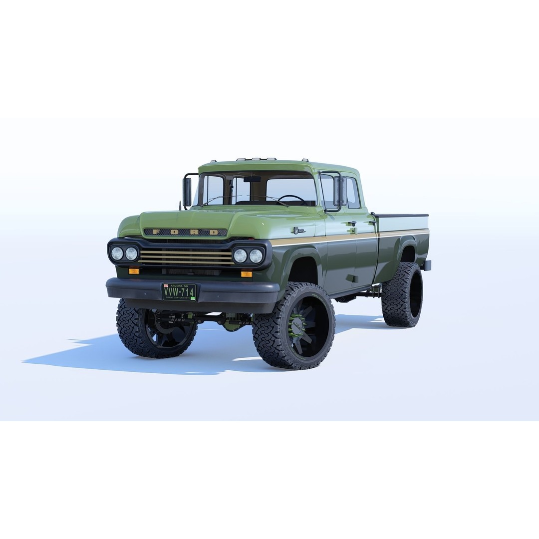 1959 F350 Crew Cab Long Bed 3D Model – Restomod Vehicle, Blender, FBX, OBJ - View 4