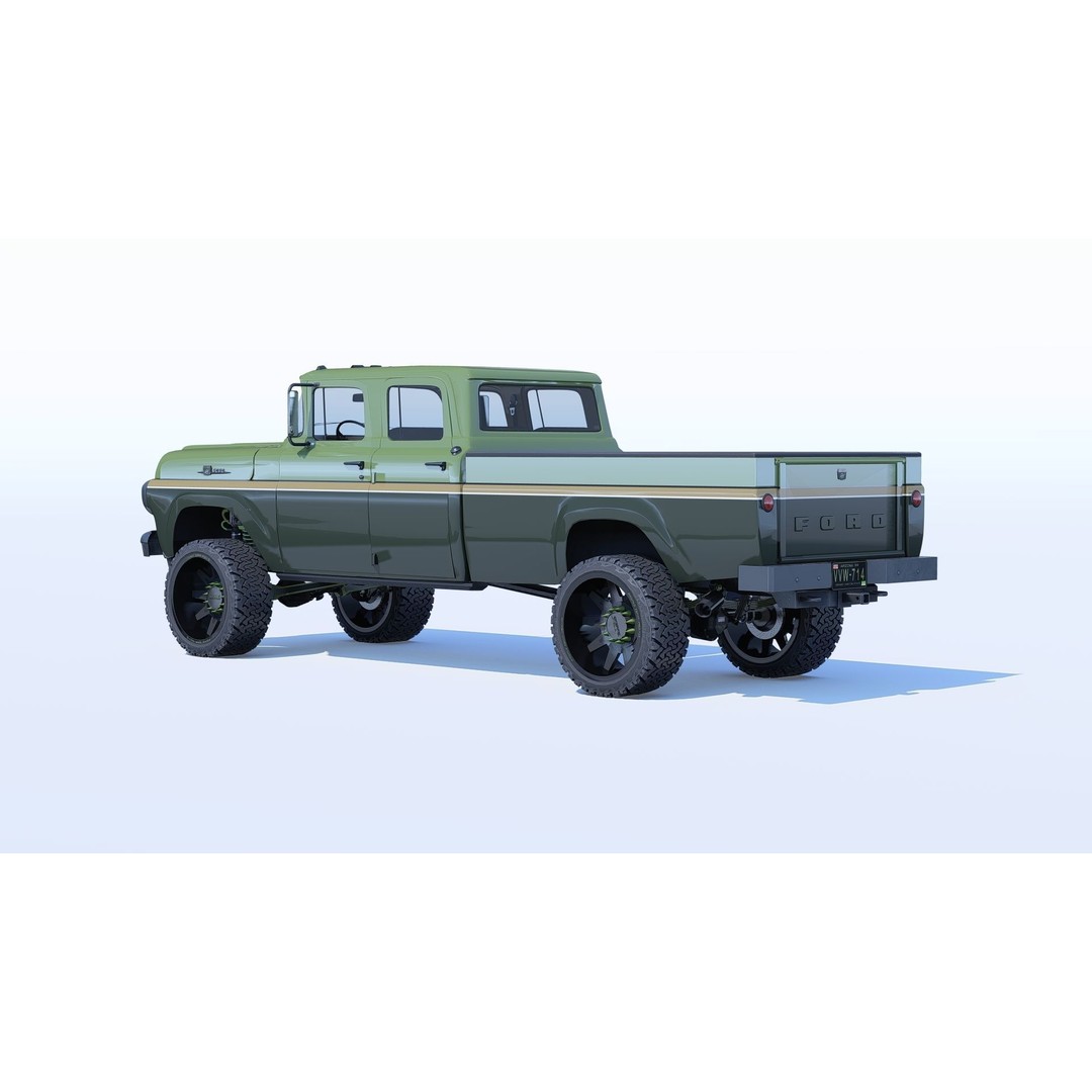 1959 F350 Crew Cab Long Bed 3D Model – Restomod Vehicle, Blender, FBX, OBJ - View 6