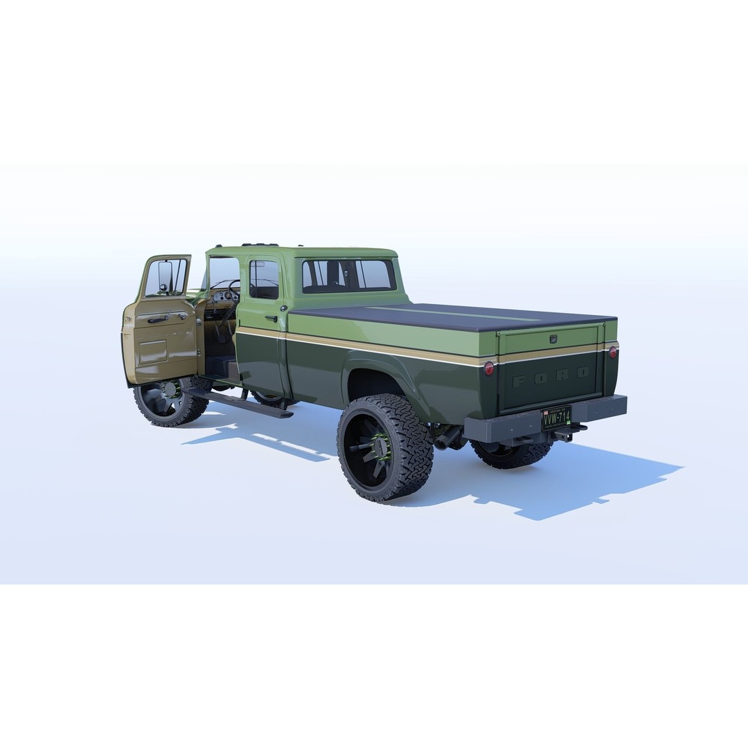 1959 F350 Crew Cab Long Bed 3D Model – Restomod Vehicle, Blender, FBX, OBJ - View 7
