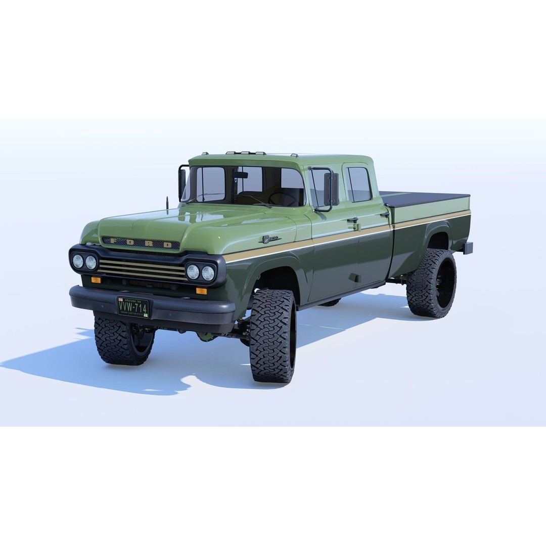 1959 F350 Crew Cab Long Bed 3D Model – Restomod Vehicle, Blender, FBX, OBJ - View 8
