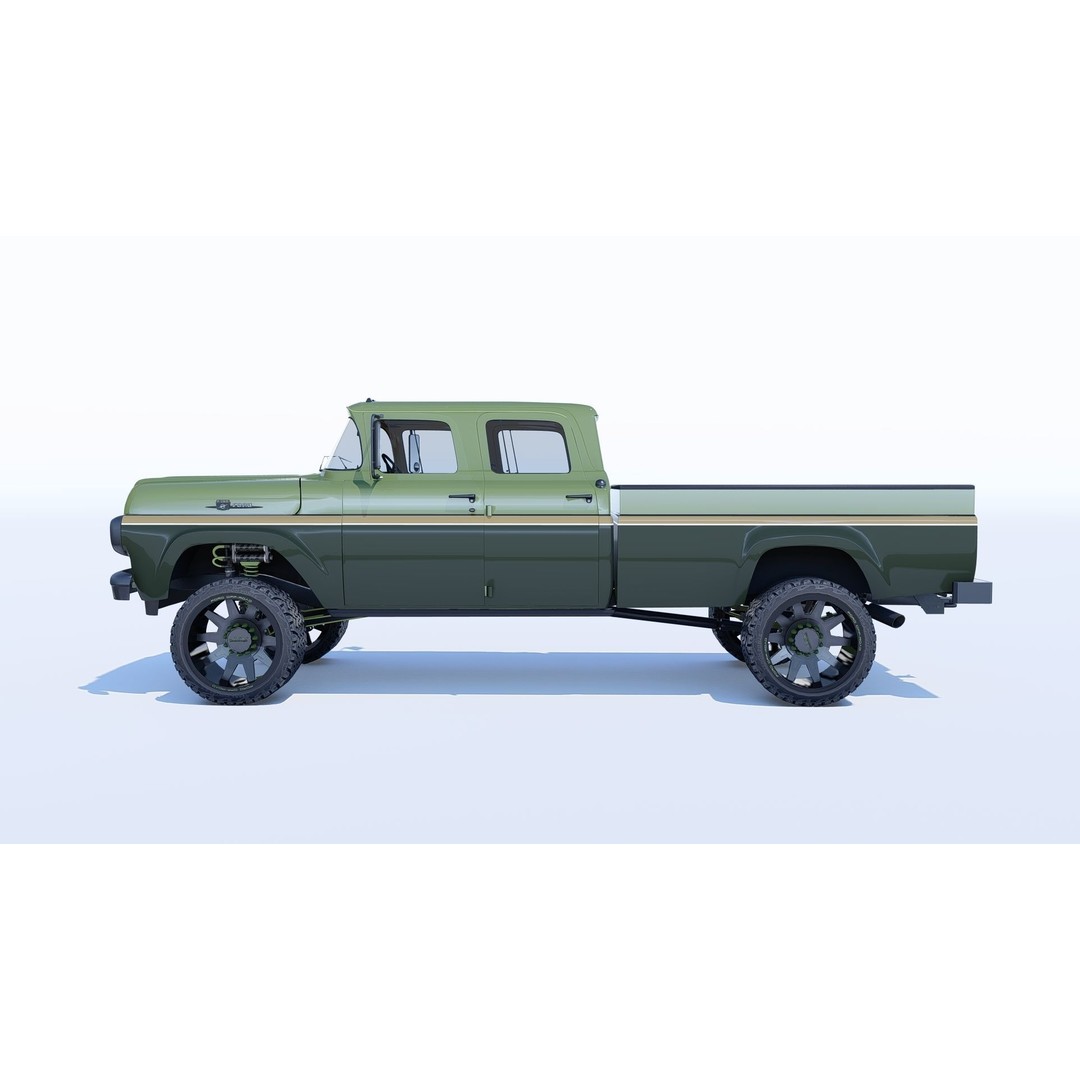 1959 F350 Crew Cab Long Bed 3D Model – Restomod Vehicle, Blender, FBX, OBJ - View 9