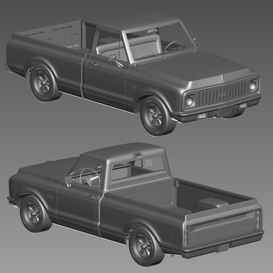 Chevrolet C10 3D Model – High Detail Vintage Truck, FBX