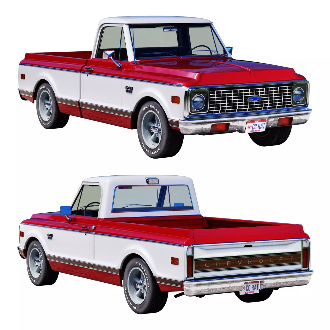 Chevrolet C10 3D Model – High Detail Vintage Truck, FBX - View 2