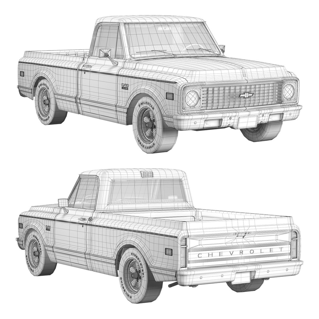 Chevrolet C10 3D Model – High Detail Vintage Truck, FBX - View 20