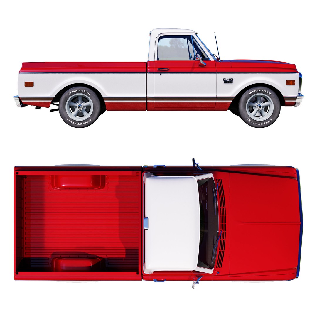 Chevrolet C10 3D Model – High Detail Vintage Truck, FBX - View 3
