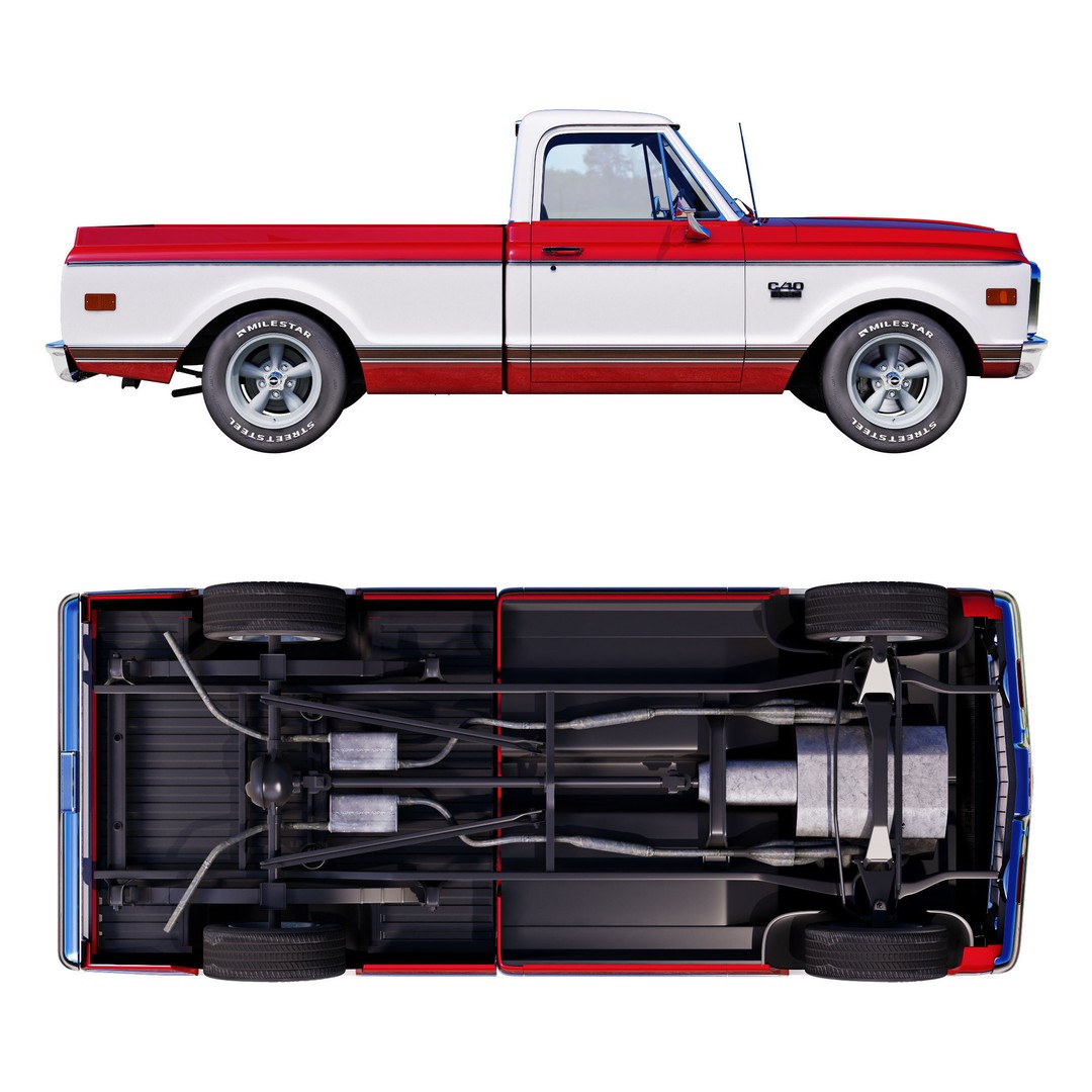 Chevrolet C10 3D Model – High Detail Vintage Truck, FBX - View 4