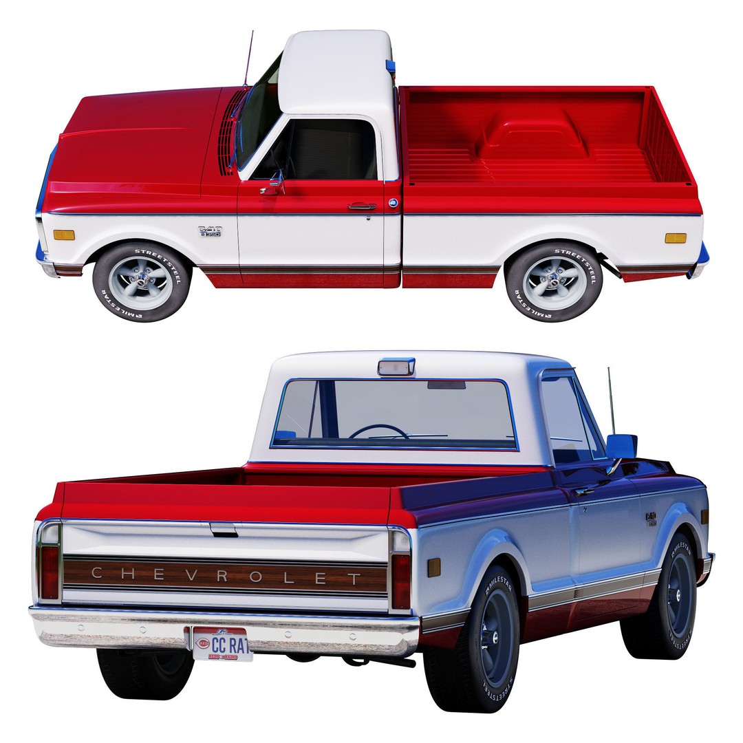 Chevrolet C10 3D Model – High Detail Vintage Truck, FBX - View 8