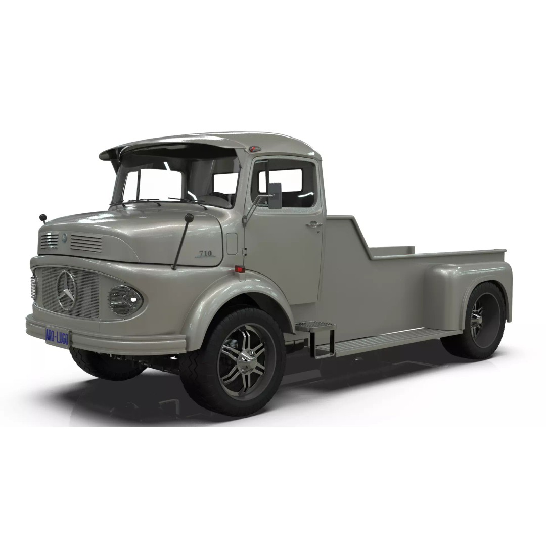 Mercedes-Benz LAK 710 4x4 Custom Pickup 3D Model – Vintage Modular Truck Asset - View 10