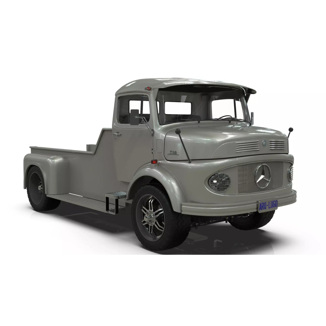 Mercedes-Benz LAK 710 4x4 Custom Pickup 3D Model – Vintage Modular Truck Asset - View 12