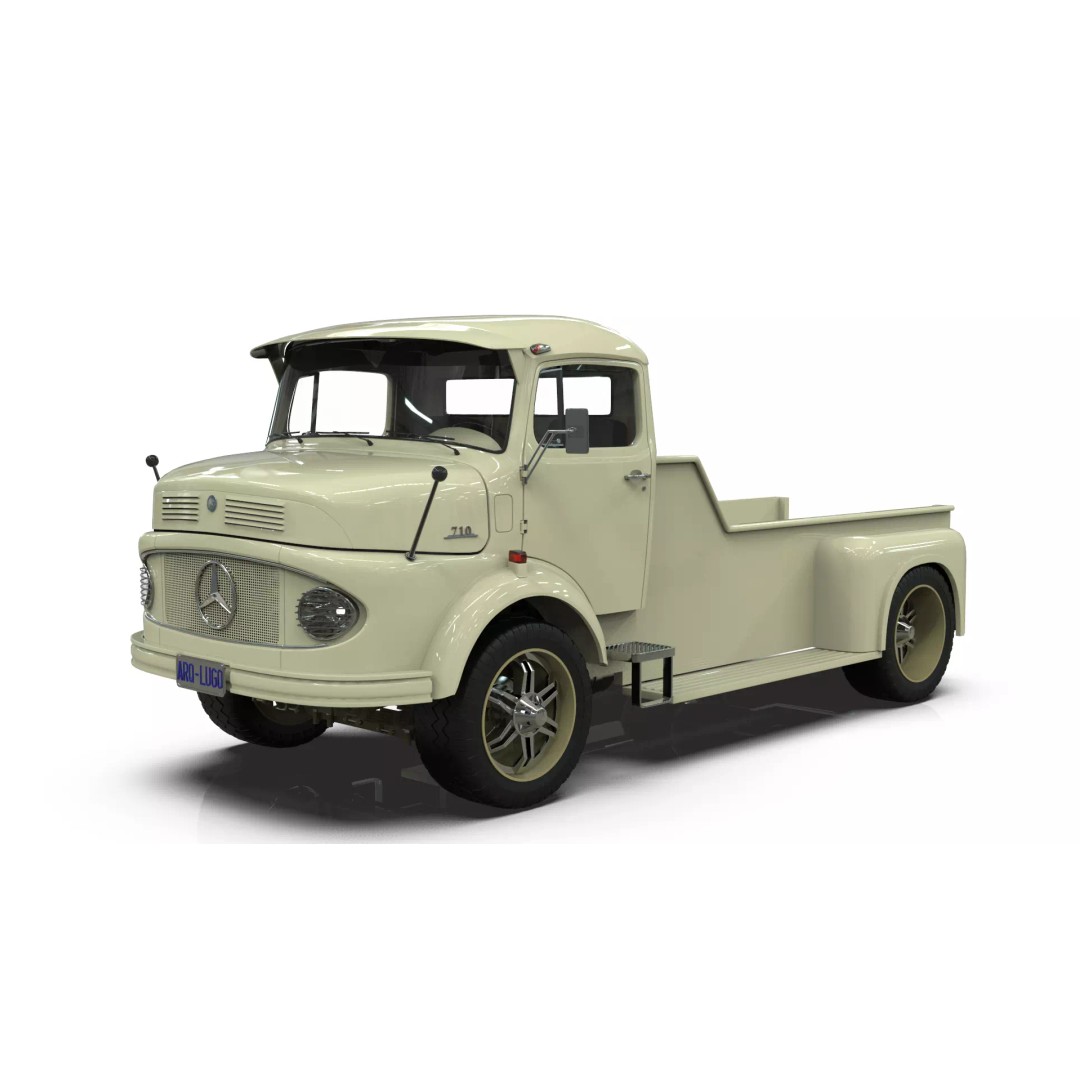Mercedes-Benz LAK 710 4x4 Custom Pickup 3D Model – Vintage Modular Truck Asset - View 2
