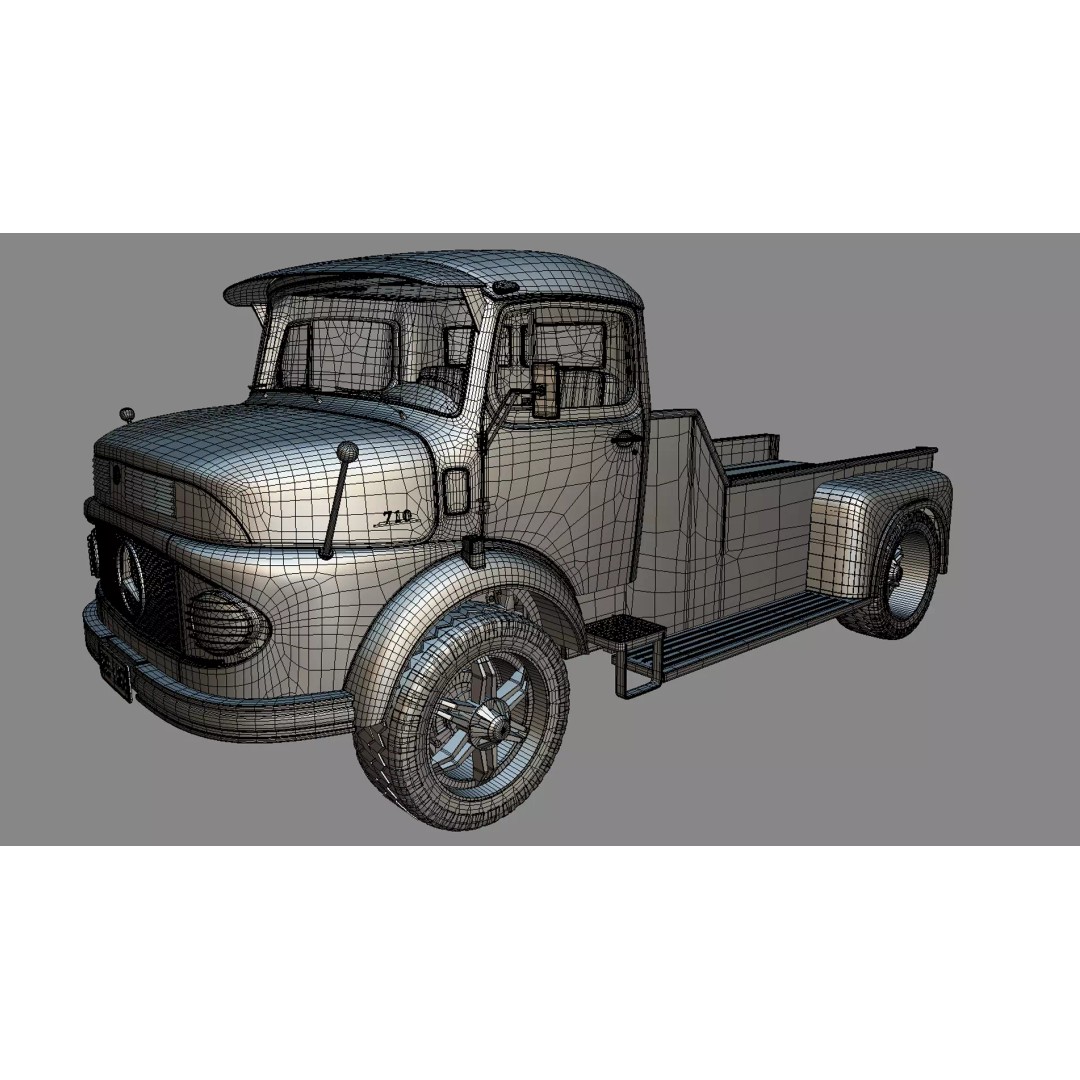 Mercedes-Benz LAK 710 4x4 Custom Pickup 3D Model – Vintage Modular Truck Asset - View 23