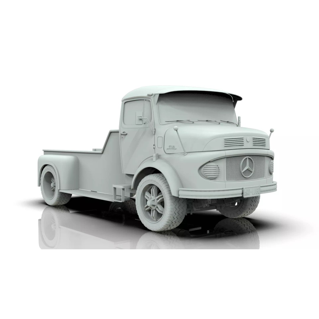 Mercedes-Benz LAK 710 4x4 Custom Pickup 3D Model – Vintage Modular Truck Asset - View 26