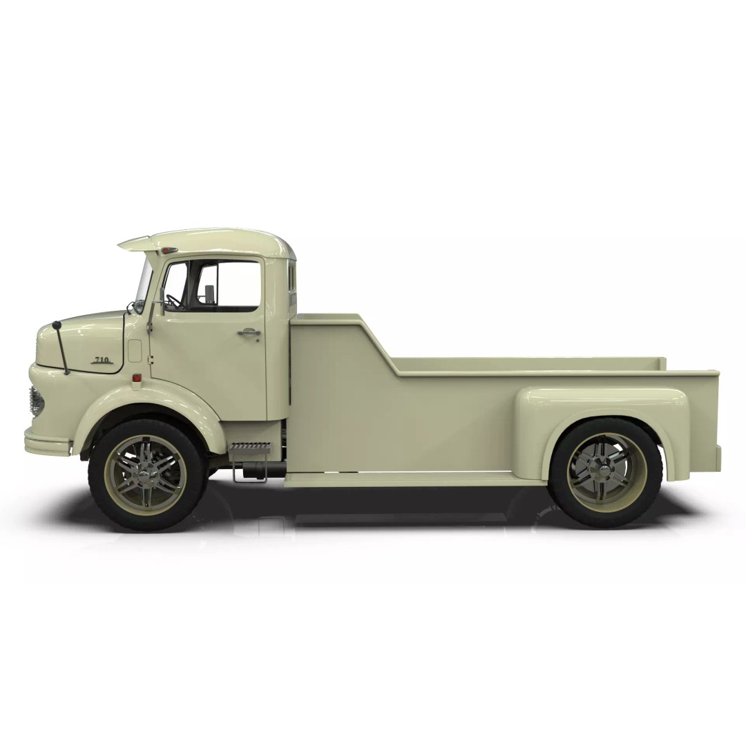 Mercedes-Benz LAK 710 4x4 Custom Pickup 3D Model – Vintage Modular Truck Asset - View 3