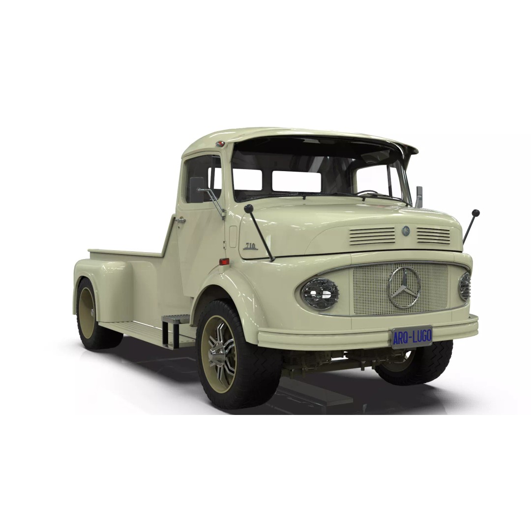 Mercedes-Benz LAK 710 4x4 Custom Pickup 3D Model – Vintage Modular Truck Asset - View 6