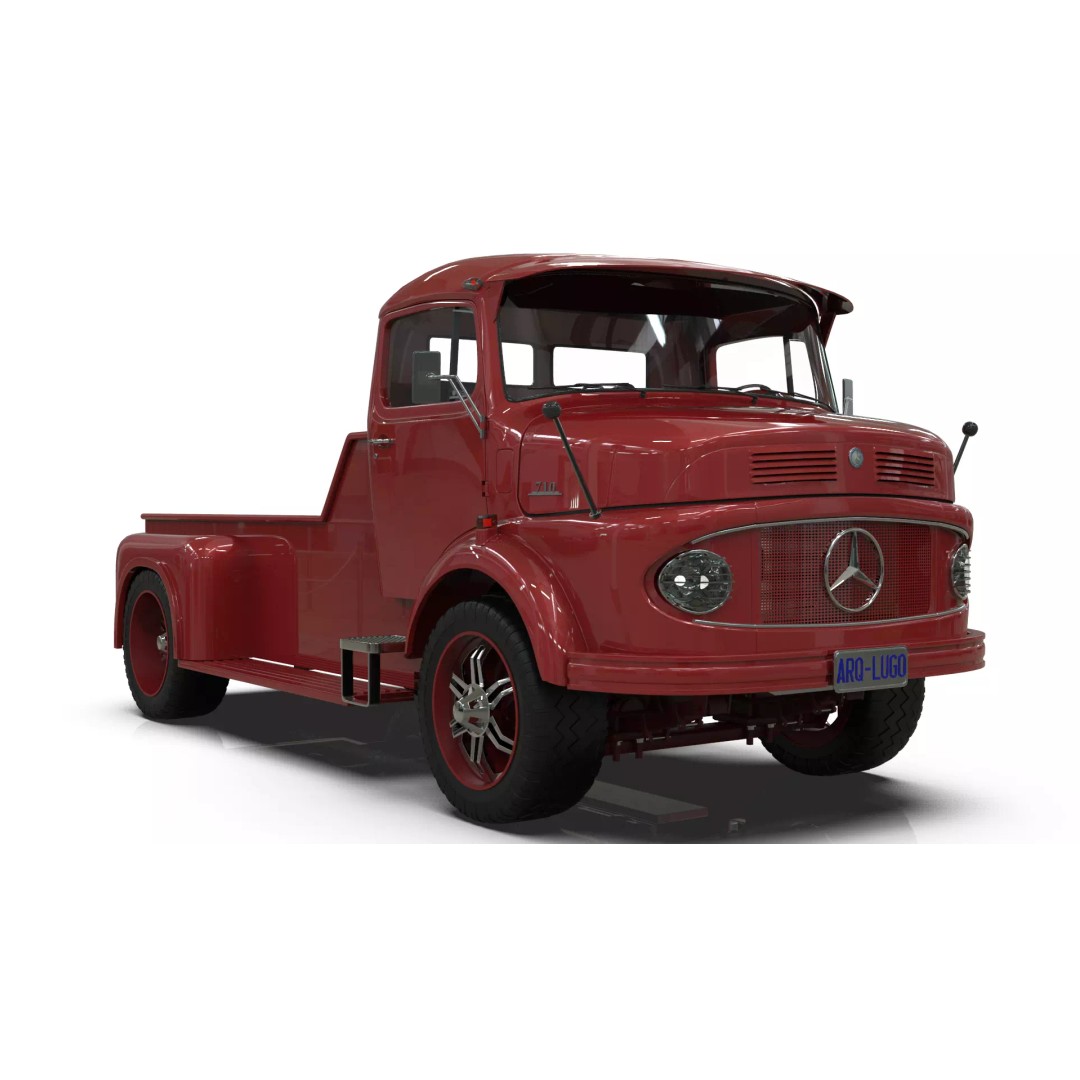 Mercedes-Benz LAK 710 4x4 Custom Pickup 3D Model – Vintage Modular Truck Asset - View 9