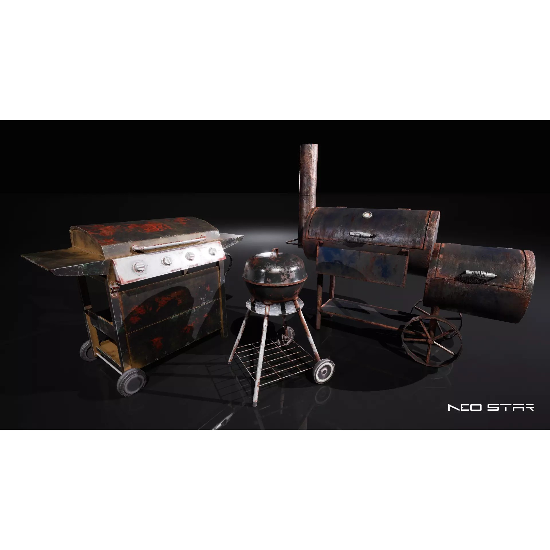 Old Rusty Grills - Low-Poly Game-Ready 3D Model - View 2