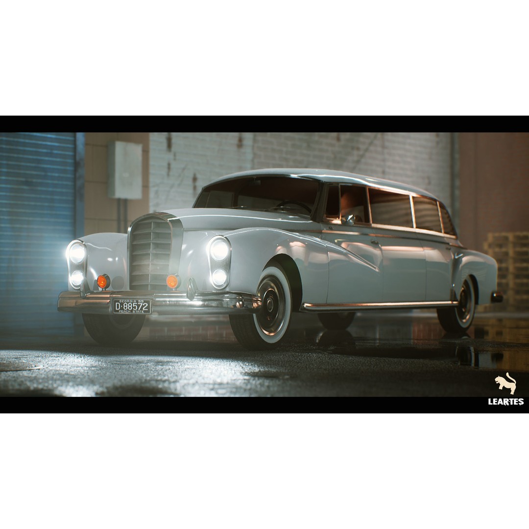 Classic Limousine 3D Model – Driveable Low-Poly Vehicle with Radio System - View 11