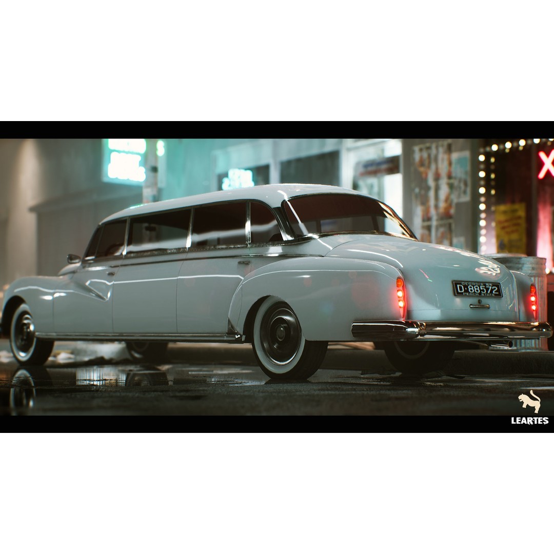 Classic Limousine 3D Model – Driveable Low-Poly Vehicle with Radio System - View 5