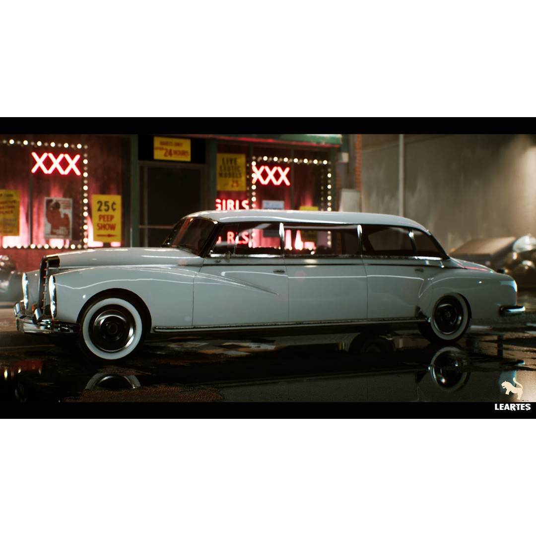Classic Limousine 3D Model – Driveable Low-Poly Vehicle with Radio System - View 6