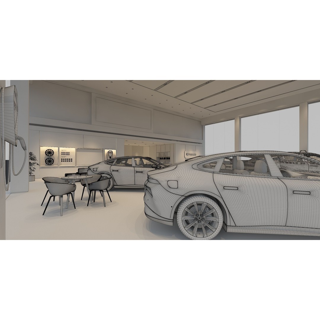 Car Dealership 3D Model – Realistic Exterior Building, FBX, OBJ - View 10