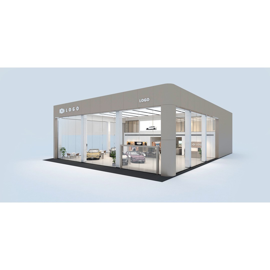 Car Dealership 3D Model – Realistic Exterior Building, FBX, OBJ - View 8