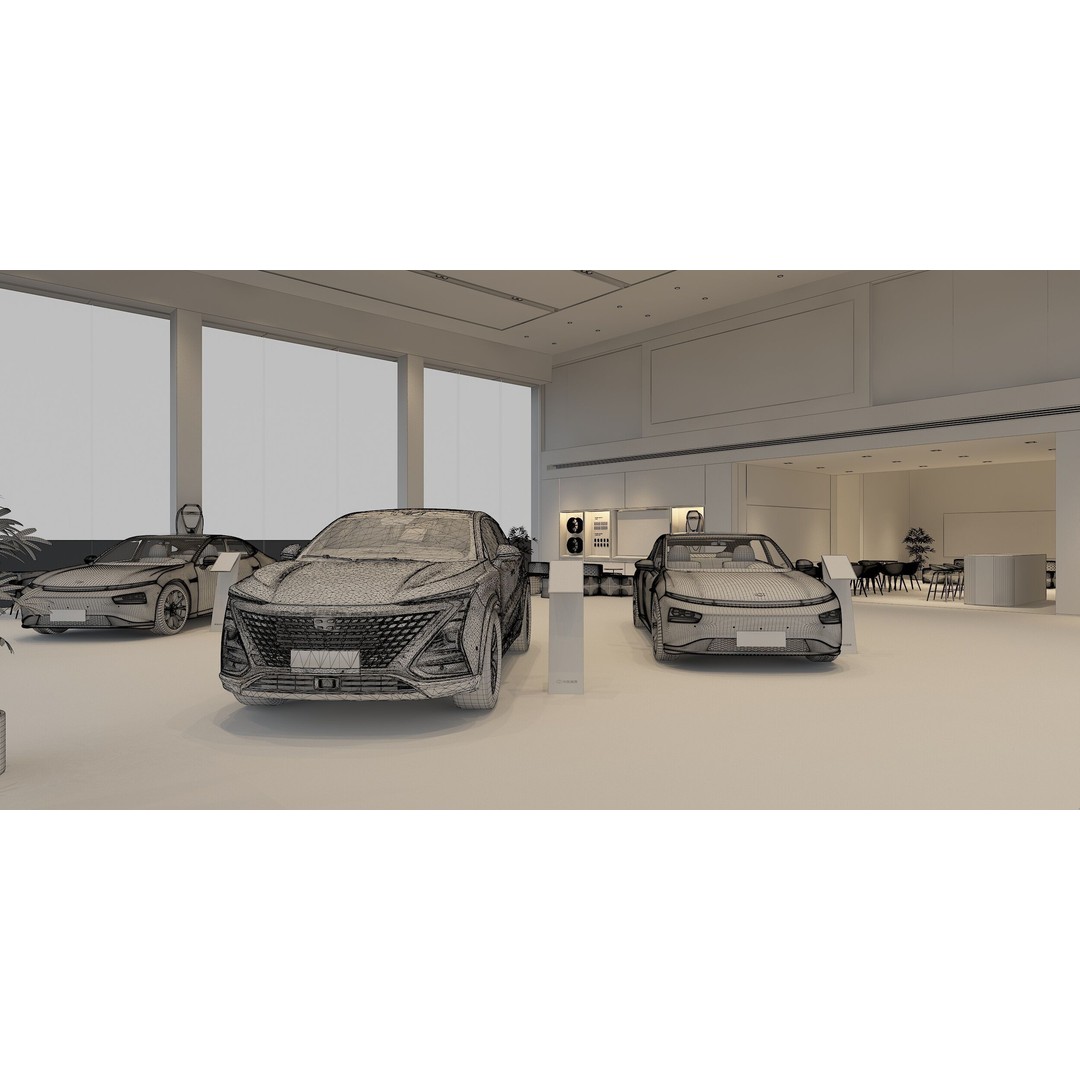 Car Dealership 3D Model – Realistic Exterior Building, FBX, OBJ - View 9