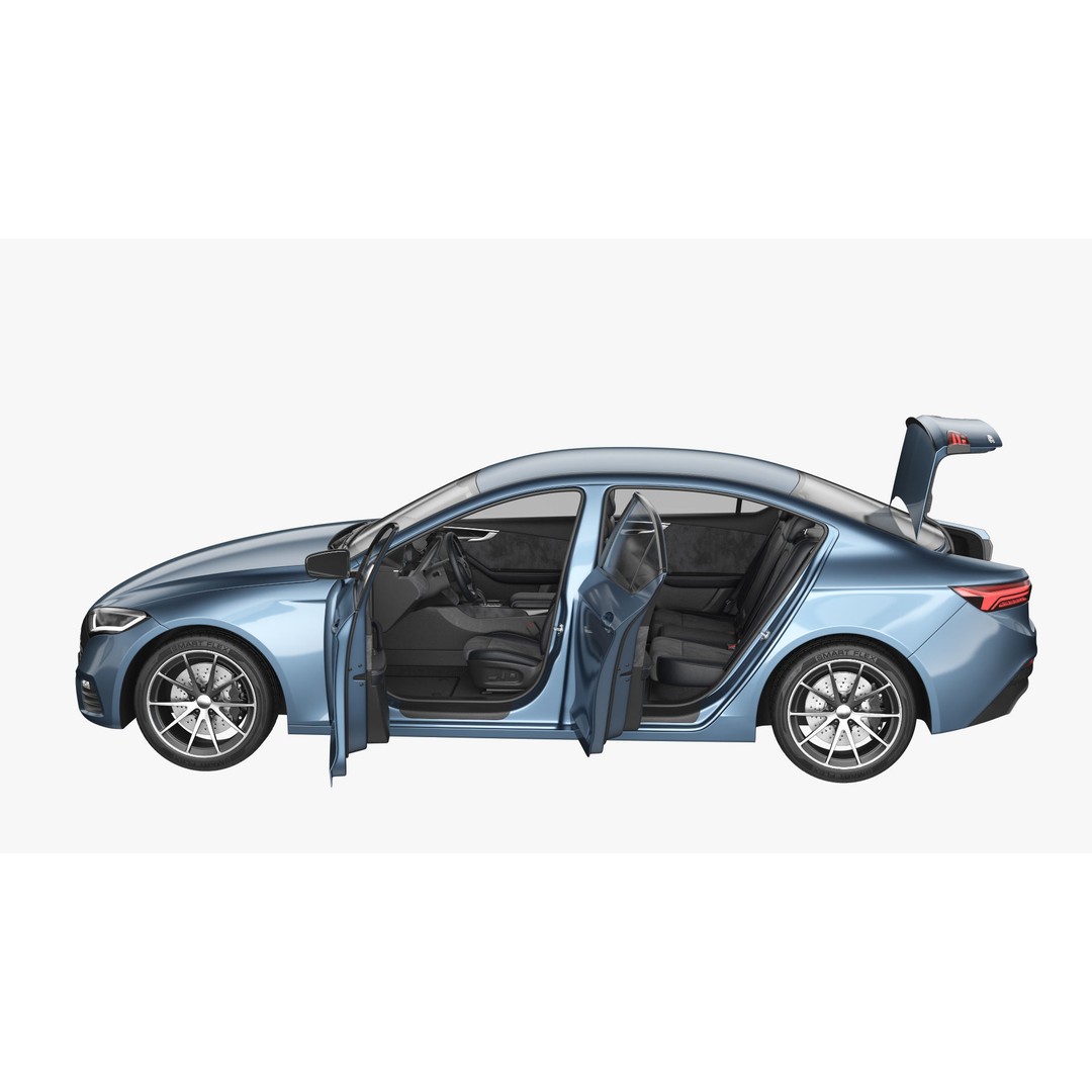 Generic Electric Car 3D Model – Subdivision Ready, FBX, Blender - View 17