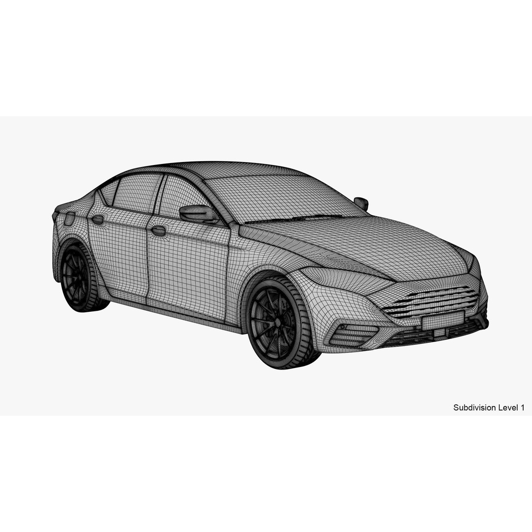 Generic Electric Car 3D Model – Subdivision Ready, FBX, Blender - View 29