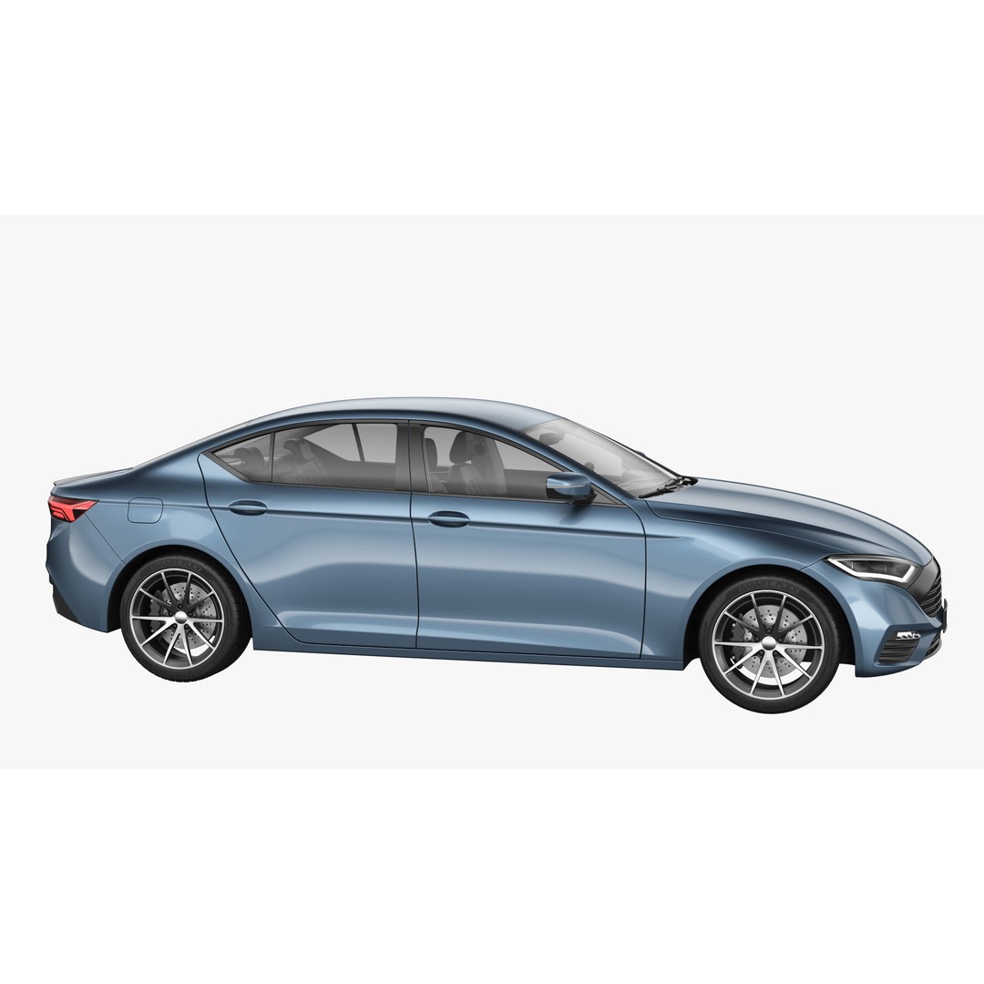 Generic Electric Car 3D Model – Subdivision Ready, FBX, Blender - View 3